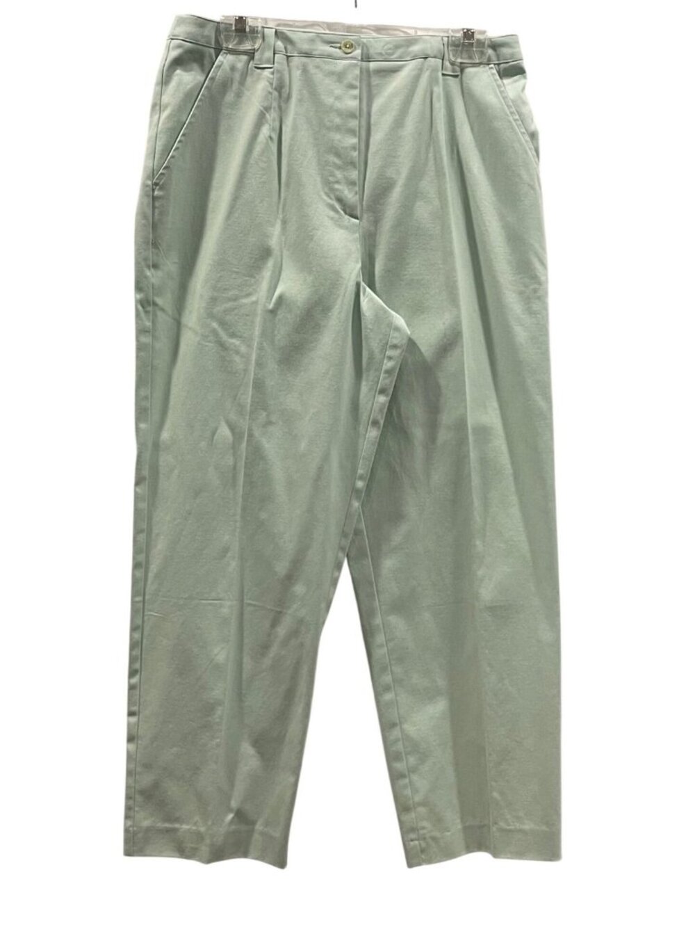 Coldwater Creek Pleated High Rise Pants 14 Mint Green Cotton Stretch Old Money